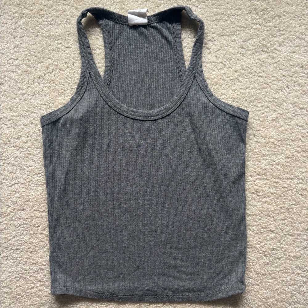 Gray Ribbed Women's Tank Top